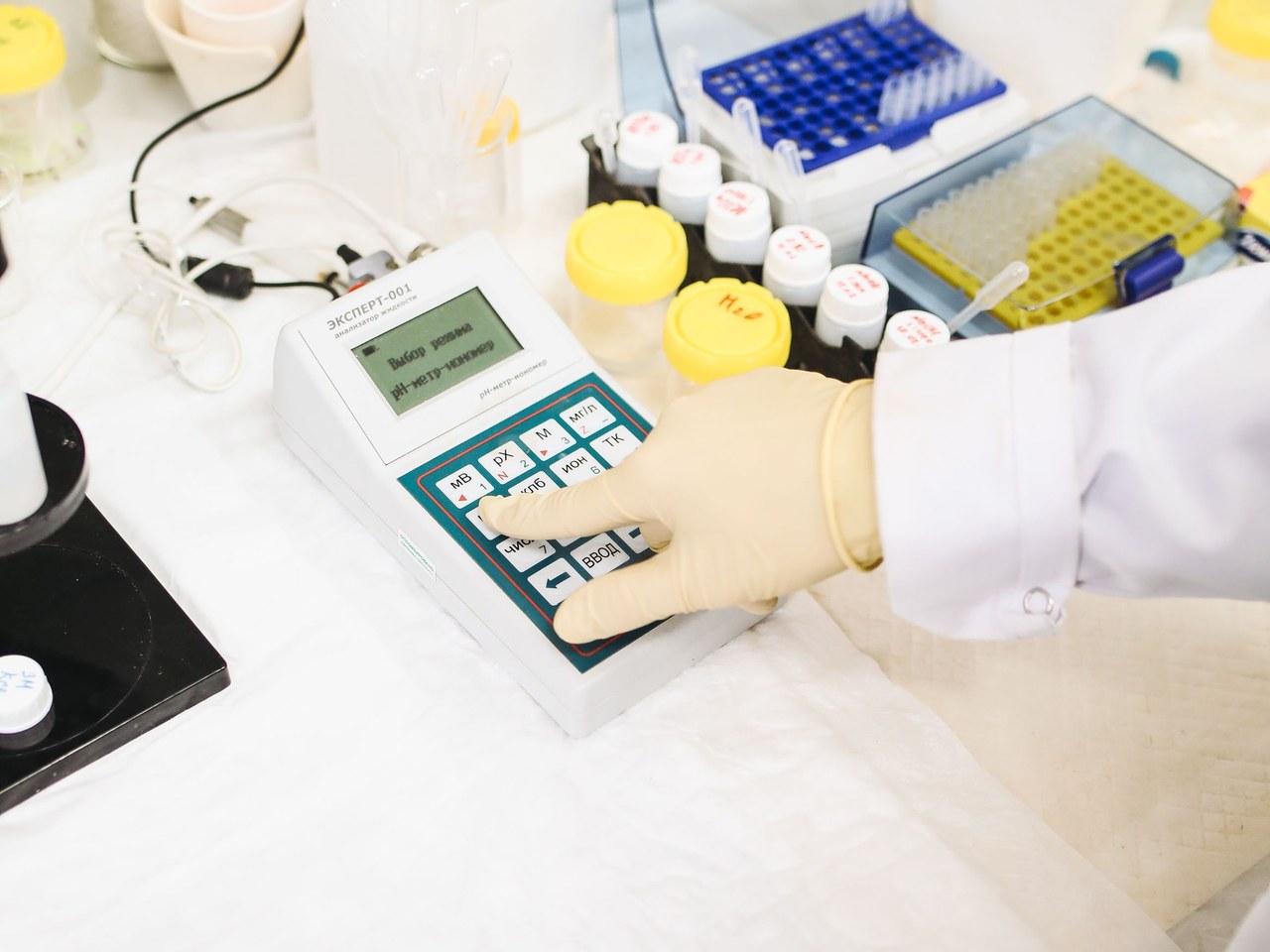 General laboratory material testing scene.